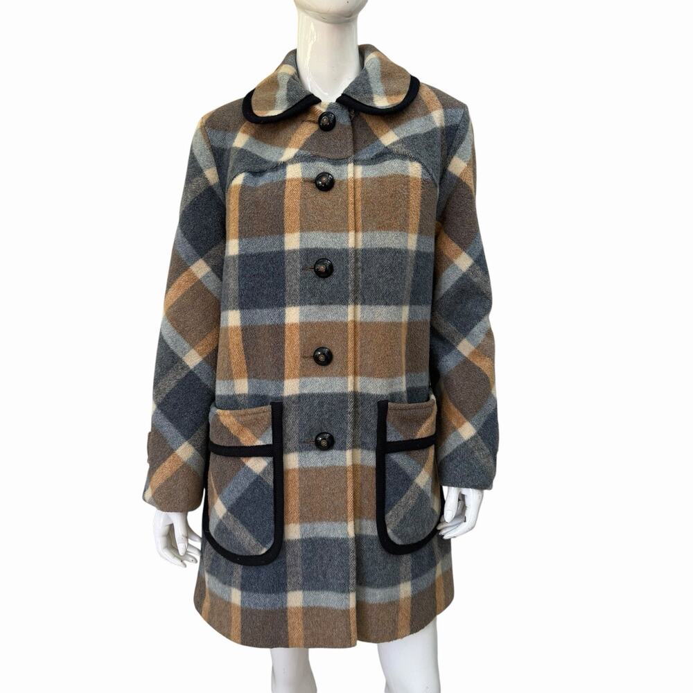 Vintage M.Liman Penguin Plaid Wool Coat Womens M/L 1960’s